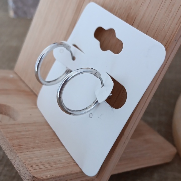 Silver Tone Hoop Earrings - Picture 3 of 6